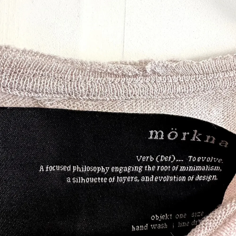 Morkna Long Sleeve Top Round Neck Linen Knit Pullover Casual Tan Large
